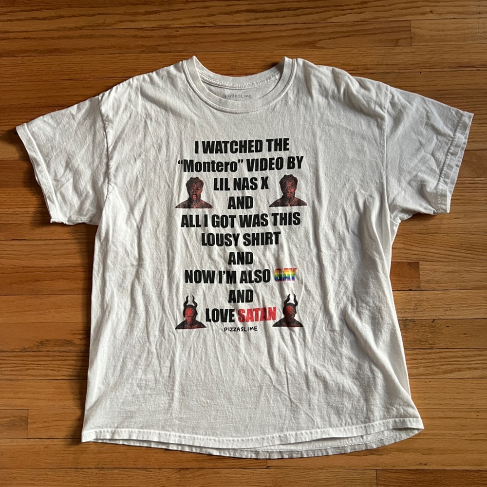 Lil Nas X Montero Pizzasline tee, large, white